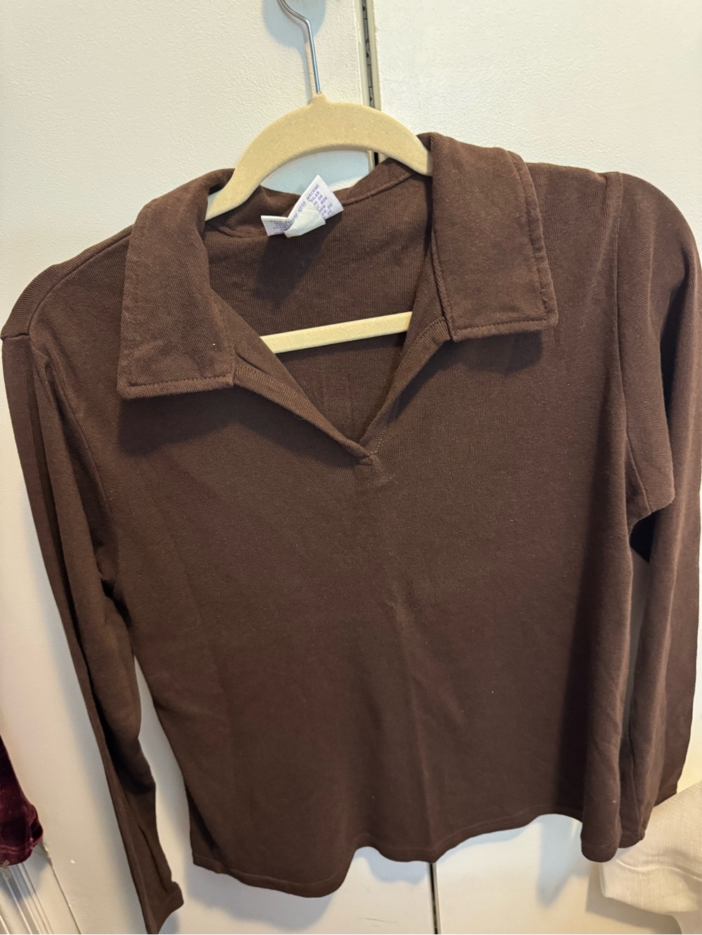 fresh produce Brown Long-Sleeve Polo Tee